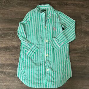 Ralph Lauren Green and White Striped Nightshirt